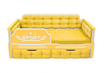 Кровать 160 серии Спорт 2 ящика 74 Жёлтый (мягкие боковые накладки) в Озеро-Карачах - ozero-karachi.mebel54.com | фото