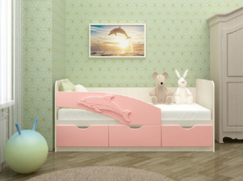 Кровать детская 1,6м Дельфин (Розовый металлик) в Озеро-Карачах - ozero-karachi.mebel54.com | фото