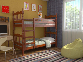 Кровать двухъярусная Соня из массива сосны 800*1890 Орех в Озеро-Карачах - ozero-karachi.mebel54.com | фото
