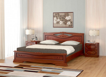 Кровать Карина-7 из массива сосны 1400*2000 Орех в Озеро-Карачах - ozero-karachi.mebel54.com | фото