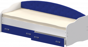 Кровать Софа-7 с мягкой спинкой (800х1900) Белый/Синий в Озеро-Карачах - ozero-karachi.mebel54.com | фото