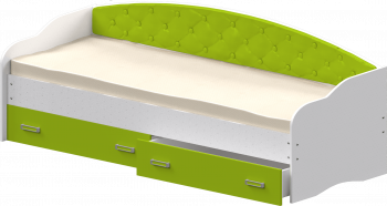Кровать Софа-7 с мягкой спинкой (800х2000) Белый/Лайм в Озеро-Карачах - ozero-karachi.mebel54.com | фото