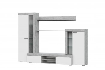 Мебель для гостиной МГС 5 Цемент светлый / Белый в Озеро-Карачах - ozero-karachi.mebel54.com | фото