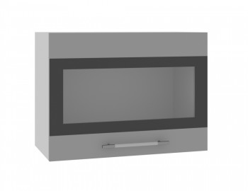 Норд ШВГС 600 Шкаф верхний горизонтальный со стеклом (Софт черный/корпус Белый) в Озеро-Карачах - ozero-karachi.mebel54.com | фото