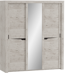 Шкаф трехдверный Соренто с раздвижными дверями Дуб бонифаций/Кофе структурный матовый в Озеро-Карачах - ozero-karachi.mebel54.com | фото
